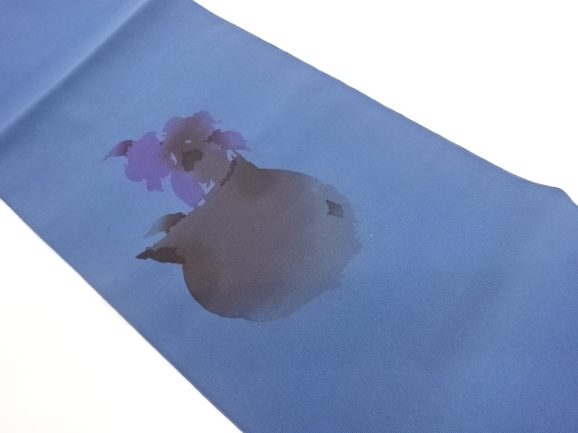 作家物　綴れ抽象花瓶に花模様名古屋帯